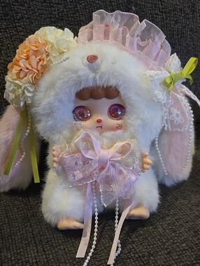 White & Pink Plush Bunny Dress-Up Doll by